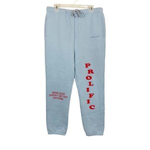 Prolific Light Blue &‎ Red Graphic Sweatpants Logo Spell Out Lounge Men's Large